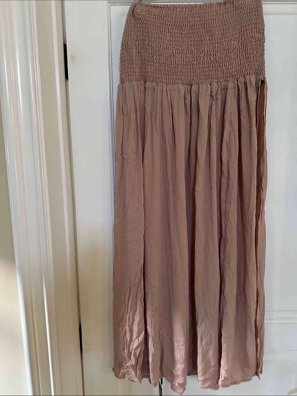 NWT Fashion Nova Mauve Smocked-Waist Maxi Skirt Size Large